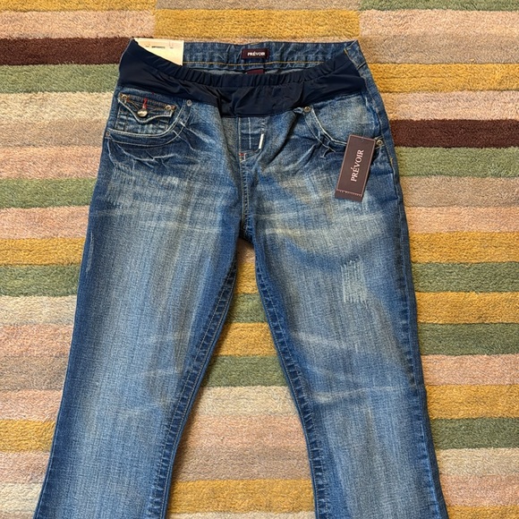 NWT Prevoir Womens Maternity partial panel wide legs Jeans Size 2 - Picture 2 of 16